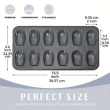 1pc 12-Cup Shell Shape Madeleine Cake Mold Baking Tray, Non-Stick Carbon Steel - Multicolor - View 11