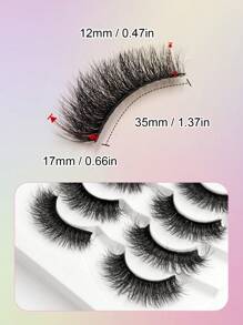 Asiteo 7 Pairs Fluffy Thick Faux Mink Eyelashes Natural Look Full Strip Dramatic Lashes For Makeup - High-Quality, Reusable - 黑色 - 查看 5