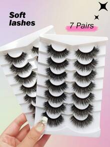 Asiteo 7 Pairs Fluffy Thick Faux Mink Eyelashes Natural Look Full Strip Dramatic Lashes For Makeup - High-Quality, Reusable - 黑色 - 查看 2