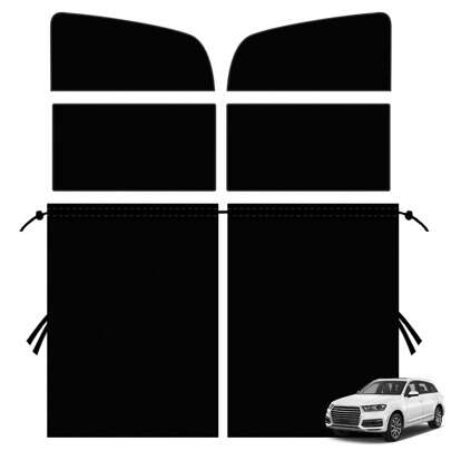 Un juego de 5 cortinas personales para automóviles, 4 ventanas magnéticas separadas del asiento trasero, protector solar para SUV, una siesta, 5 telas lavadas negras