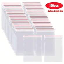 100 Peças Sacos Plásticos Selados com Zíper, Bolsa de Armazenamento de Plástico Transparente, Ferramenta para Pintura de Diamante, Pequena Joia, Embalagem de Alimentos, Sacos de Fechamento com Zíper Reusáveis