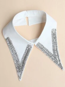1 chiếc Vòng cổ sang trọng có thể tháo rời chất lượng cao, thiết kế lấp lánh, đính pha lê thủ công, phong cách cổ điển, phù hợp với mọi mùa - trắng - Xem 4