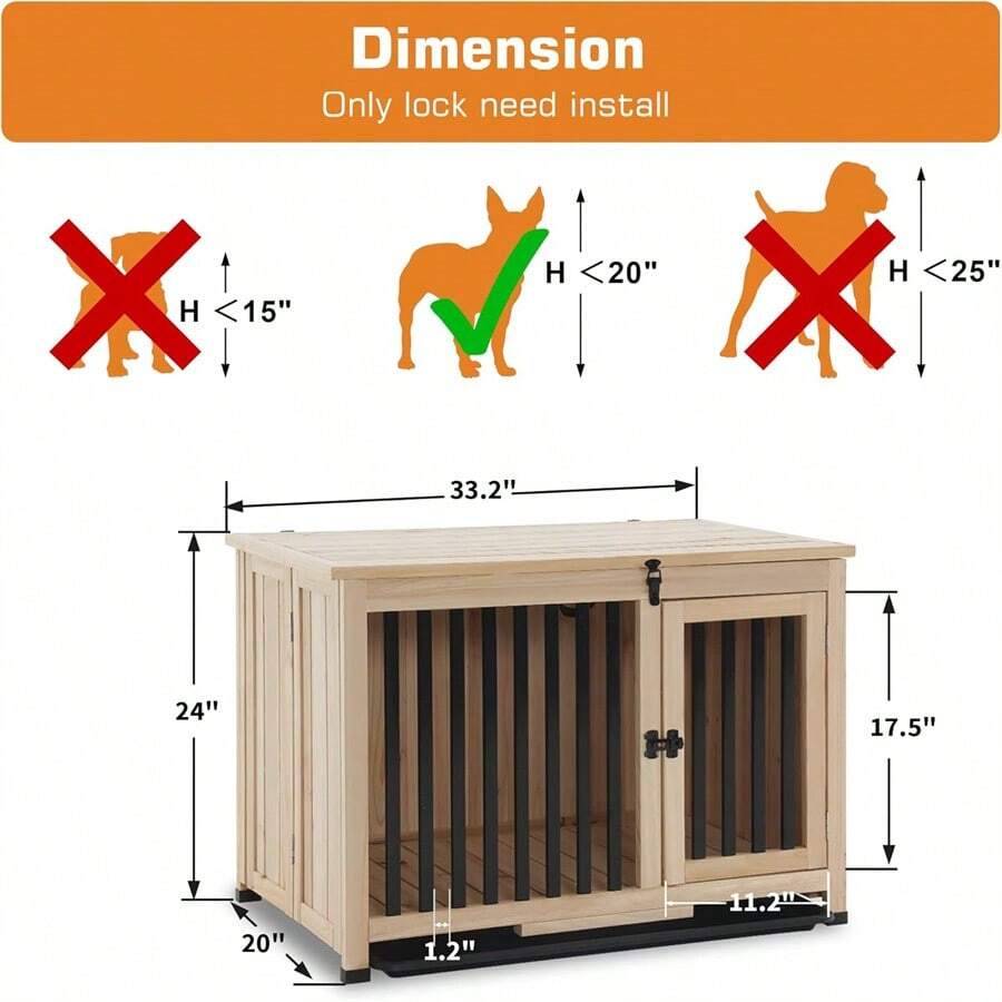 Wooden Dog Crate Furniture, Dog Kennel Pet House End Table, Solid Wood