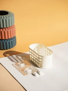 White Hollow Small Hanging Basket Seamless Bathroom Suction Cup Rack - Wall-Mounted Storage Rack - Kitchen Toilet Bathroom Punch-Free Wall-Mounted Drain Storage Rack - Strong Seamless Suction Cup Toiletries Storage Rack - Bathroom Washbasin Wall Corner Shelf Home Bathroom Decor Bathroom Organizer Summer