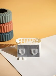 White Hollow Small Hanging Basket Seamless Bathroom Suction Cup Rack - Wall-Mounted Storage Rack - Kitchen Toilet Bathroom Punch-Free Wall-Mounted Drain Storage Rack - Strong Seamless Suction Cup Toiletries Storage Rack - Bathroom Washbasin Wall Corner Shelf Home Bathroom Decor Bathroom Organizer Summer