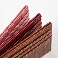 Ví da PU mỏng họa tiết cá sấu dành cho nam 1 chiếc Ví đựng thẻ tín dụng siêu mỏng có chữ lồng dành cho nữ Ví da PU cá sấu siêu mỏng có chữ cái viết tắt Quà tặng tự làm cho bạn trai, bạn gái, sinh nhật bạn bè - Nhiều màu - Xem 6