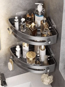 浴室储物架，无孔浴室架，洗脸盆上方三角形壁挂架，淋浴角储物架家居浴室装饰浴室收纳秋季装饰返校