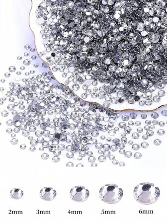 2mm-6mm Resin Crystal Rhinestones, Flat Bottom Diamonds, Transparent Non-Heat Treated Crystal Diamonds For DIY Crafts, Cups, Bottles, Glasses, Clothes, Loose Sparkling Crystal Stones, Craft Decor