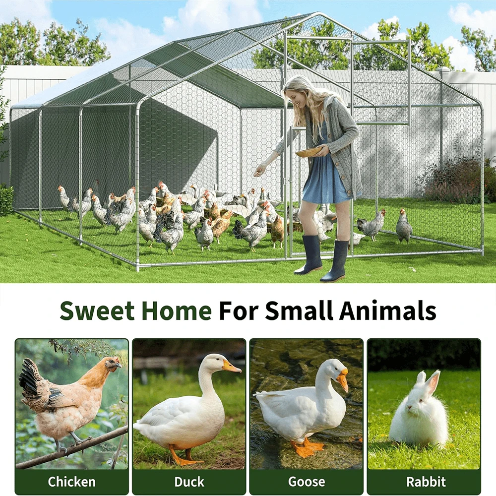 Large Metal Chicken Coop With Waterproof And Anti-Ultraviolet Cover ...