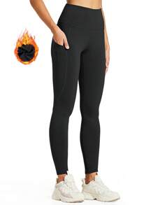 ZUTY Gefütterte Leggings Damen Winter Hoher Bund Wanderstrumpfhosen mit Taschen Große Größen, Fleece