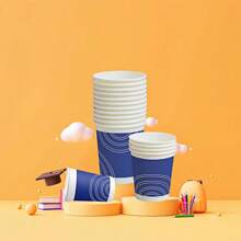 15/50个250毫升优质咖啡杯，商用礼品杯，办公茶杯，加厚饮用纸杯，果汁杯，简约创意马克杯， - 乳白色 - 查看 8