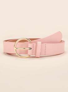 1pc Women's Simple Casual Round Buckle Solid PU Leather Belt, Multiple Colors Available Summer, School Fall, Autumn, Halloween - Casual Belts - View 10
