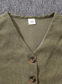 Left Mama 3pcs/Set Tween Girls Solid Color Long Sleeve Mock Neck Vest Top And Straight Pants Set, Spring/Autumn