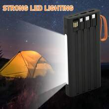 Portable Charger With Built In Cables,10000mAh Power Bank With LED Lamp 22.5W Fast Charging USB C External Battery Pack Phone Charger With LED Display For Phone, Amsung And Cell Phones (Black) - màu đen - Xem 3
