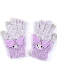 1 paar Winter Sanrio Series Hello Kitty, My Melody, Kuromi Cartoon Princess Adult Alpaca Blend Warmth Jacquard Fluffy Wanten Handschoenen, Touchscreen, Koreaanse Versie