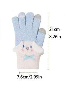 1 paar Winter Sanrio Series Hello Kitty, My Melody, Kuromi Cartoon Princess Adult Alpaca Blend Warmth Jacquard Fluffy Wanten Handschoenen, Touchscreen, Koreaanse Versie