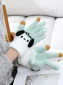 1 paar Winter Sanrio Series Hello Kitty, My Melody, Kuromi Cartoon Princess Adult Alpaca Blend Warmth Jacquard Fluffy Wanten Handschoenen, Touchscreen, Koreaanse Versie