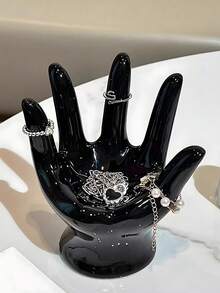 1 khay đựng đồ trang sức bằng gốm sáng tạo hình bàn tay, thích hợp để trên bàn làm việc tại nhà, sắp xếp đồ trang sức, móc chìa khóa - Nhiều màu - Xem 3