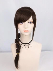 Peluca larga de trenzas retorcidas de color marrón para mujeres, con flequillo, apta para uso diario, fiestas, escuela, clásica y de moda, disfraz de anime, pelo sintético resistente al calor con flequillo, para Halloween, Acción de Gracias, fiestas de cumpleaños, Año Nuevo, decoraciones navideñas + 1 gorro para la peluca - Marrón - Ver 3