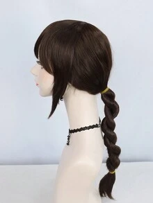 Peluca larga de trenzas retorcidas de color marrón para mujeres, con flequillo, apta para uso diario, fiestas, escuela, clásica y de moda, disfraz de anime, pelo sintético resistente al calor con flequillo, para Halloween, Acción de Gracias, fiestas de cumpleaños, Año Nuevo, decoraciones navideñas + 1 gorro para la peluca - Marrón - Ver 6