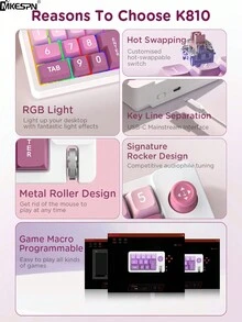 MKESPN Portable Mechanical Wired Keyboard With Joystick Full Hot Swappable Keys RGB Backlight USB-C Wired 12 Keys Programmable Gaming Keyboard For WinXP/7/8/10/ - Multicolor - View 9