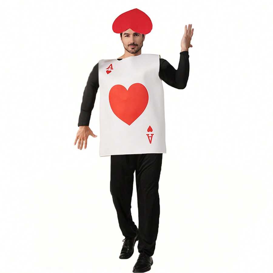 Adult Red Poker Cards Costume Party Playing Cards Costume - Red - View 1