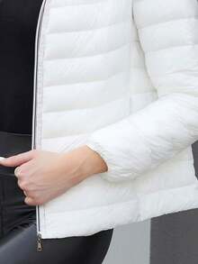 ZIAI Zip Up Hooded Padded Coat Women's Minimalist Outdoor Jacket For Fall, With Hood And Pockets,Casual Outdoor Winter Coat Women - White - View 10