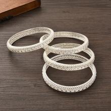 2 件/4 件金色、银色镂空花卉图案波西米亚风格手镯，阿拉伯女孩生日派对珠宝礼物