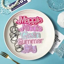 Customized Multi-Color Acrylic Letter Keychain, Best Gift For Family & Friends, Holiday/Birthday Surprise, Colorful, Cute, Adorable, Funny, Kawaii, Y2K, Stylish, Unisex, Casual, Custom, Customized, Ideal Gifts For Her, Her, Family, Friends, School Supplies, Back To School, For Teacher Gifts, For Dorm Rooms, For Teacher, For Teenagers, Junior High School Students, Middle School Students, High School Senior High School Students, College Students, University Students, Freshman, Sophomore, Underclassmen, Delicate Romance, Utilitarian Chic - Multicolor - View 4