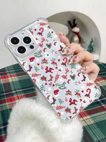 1pc Thick TPU 4-Corner Shock-Absorbing Christmas Reindeer Pattern Phone Protective Case, Fits IPhone11 12 13 14 11Promax 12Promax 13Promax 14Promax XR 15 15PRO 15PROMAX 16 16PRO 16PROMAX, Compatible With Samsung Series,International Version, Not The Domestic Version - Multicolor - View 2