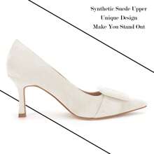 Women's Closed Pointed Toe Stiletto Pumps Shoes – Leg-Lengthening High Heels For Petite Height Boost, Slim-Leg Look, Wedding, Party, Evening Wear, Christmas & New Year Gift - màu da - Xem 5