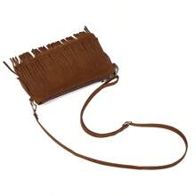 2025 Hot European And American Fashion Tassel Bolsa de Ombro Feminina Bolsa de Ombro Casual com Franja, Preto e Marrom