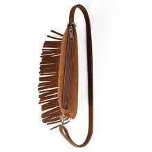 2025 Hot European And American Fashion Tassel Bolsa de Ombro Feminina Bolsa de Ombro Casual com Franja, Preto e Marrom