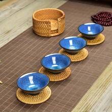 Rattan Coasters, Coasters, Tea Mats, Tableware Mats, Bowl Mats, Plate Mats, Anti-Scalding Mats, Coaster Sets, Heat-Resistant Bamboo Rattan Material, Hand-Woven, Suitable For Tea Cups And Coffee Cups As Well As Tableware Tea Sets, Used To Protect Desktop Dining Table Insulation, Very Suitable For Home Decoration And Holiday Gifts - Multicolor - View 12