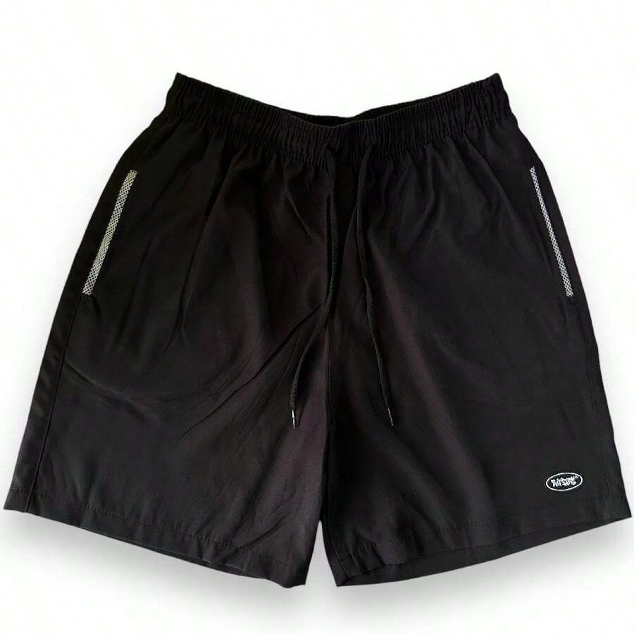Men's Bermuda Shorts Gym Training Dry Fit Tac Tel Elastane Telinha - 黑色 - 查看 1