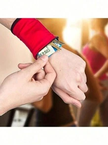 1 pieza Brazalete deportivo - Alta elasticidad, quédese  y con estilo con esta mini billetera de muñeca unisex con bolsillo con cremallera, bolsa transpirable para teléfono móvil, se pueden guardar llaves, identificación, tarjetas, efectivo, opción ideal para regalos - perfecto para gimnasio, fitness, deportes, al aire libre, correr, ciclismo y talla grande.