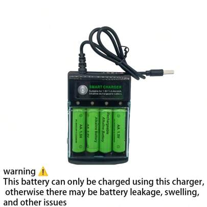 1.5V AA/AAA Rechargeable Batteries, USB Charger, Suitable For Electronic Toys, Remote Controls, Monitors, Electric Toothbrushes, String Lights, Christmas Decorations (These Batteries Can Only Be Charged With This Charger)