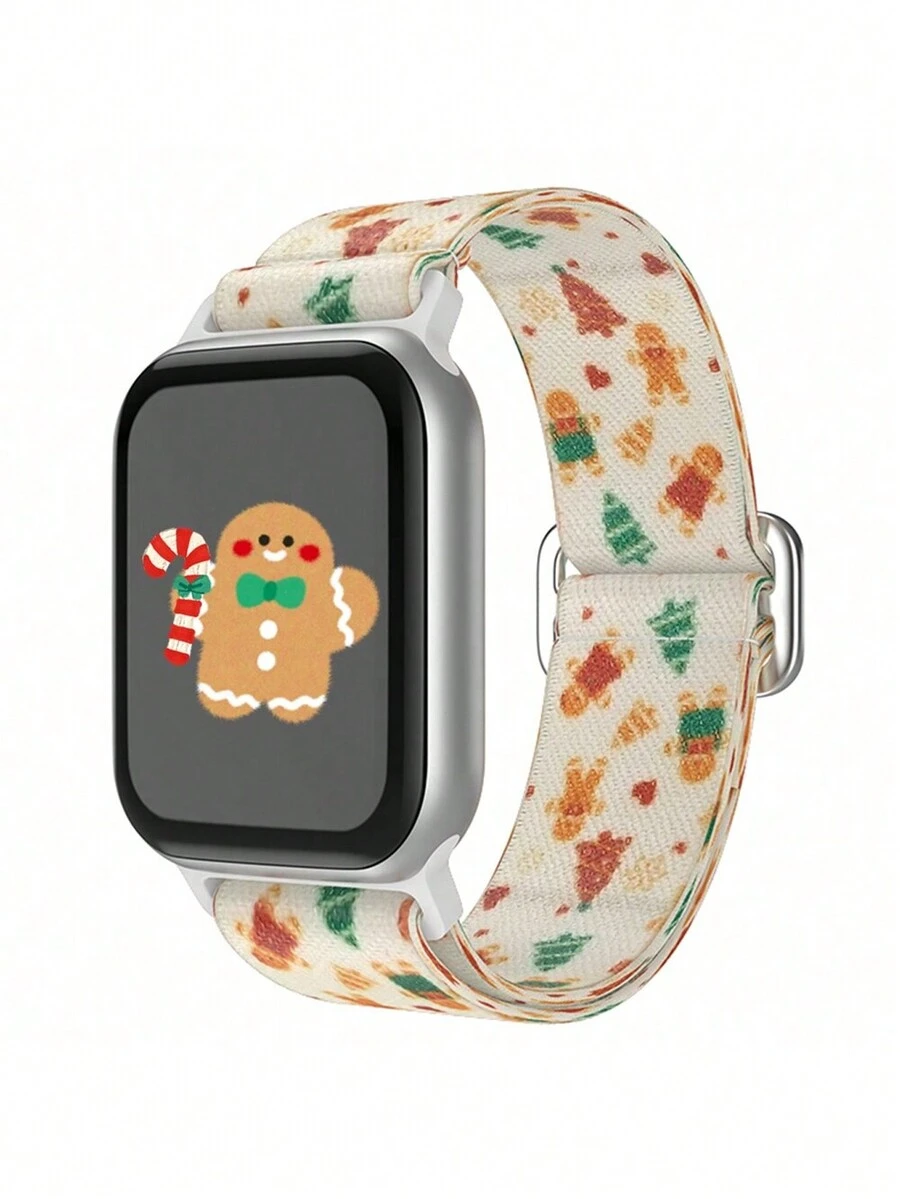 1 件男女通用时尚圣诞节新款圣诞树印花尼龙表带,兼容 38mm 40mm 41mm 45mm 44mm 42mm 46mm 49mm,Ultra 系列,Ultra 10 9 8 7 6 5 4 3 2 1 SE,舒适透气智能手表替换表带 - Starlight - 查看 1