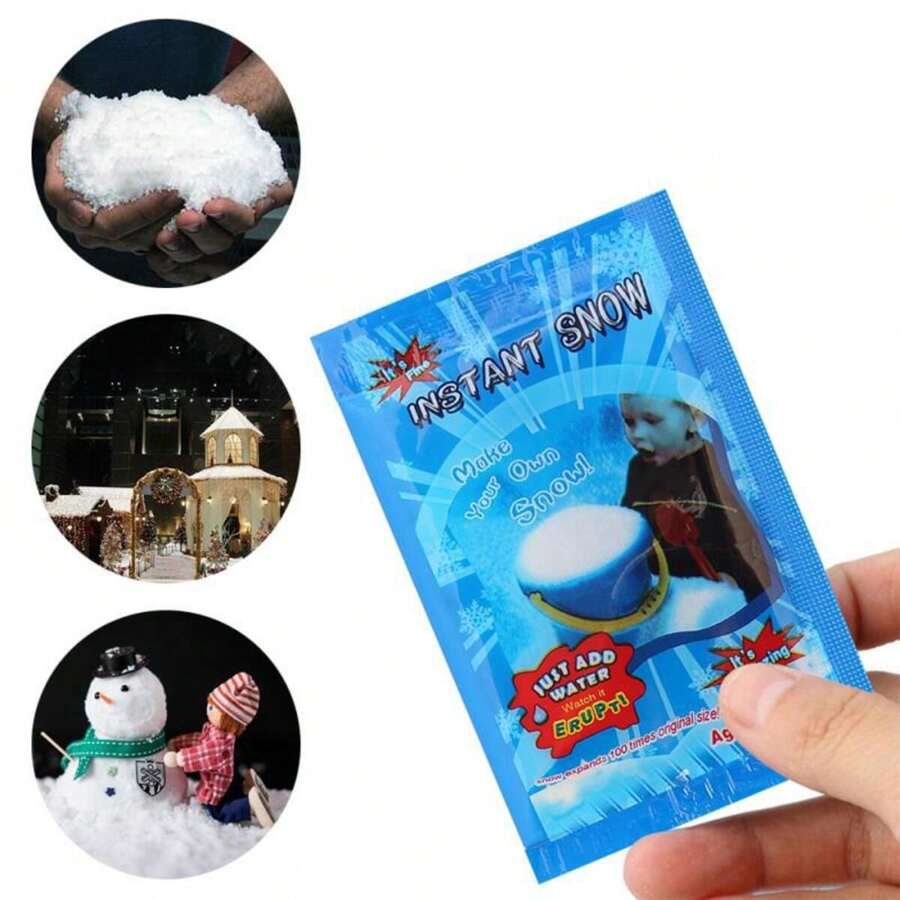1 pieza de Nieve artificial instantánea, nieve falsa que se expande al activarse con agua, polvo de nieve navideño para utilizar como utilería, decoración de escenario y producción cinematográfica - Multicolor - Ver 1