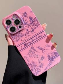 1 pieza Funda de teléfono dura con diseño estético de montaña nevada y bosque de GUCADI, compatible con iPhone 16/16 Plus/16 Pro/16 Pro Max, Honor, para Navidad - Multicolor - Ver 7
