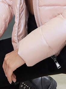 ZIAI Chaqueta casual de mujer con cintura ajustable, cuello de piel corto y para invierno