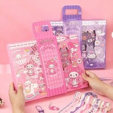 Sanrio Planner 徽章套装：My Melody 闪光笔和记事本、Kuromi 可爱胶带饰品礼盒、My Melody 笔记本吊坠装饰、Kuromi 豪华生日礼物 - 彩色 - 查看 12