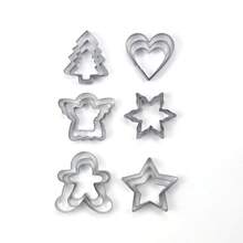 18 件/套，圣诞饼干切割模具套装，不锈钢模具，圣诞面包切割，圣诞雪花/姜饼人/天使/心形/五角星/圣诞树，家庭烘焙模具，厨房小工具，实惠商品。圣诞礼物圣诞快乐平安夜圣诞派对 - 銀色 - 查看 6