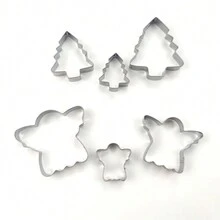 18 件/套，圣诞饼干切割模具套装，不锈钢模具，圣诞面包切割，圣诞雪花/姜饼人/天使/心形/五角星/圣诞树，家庭烘焙模具，厨房小工具，实惠商品。圣诞礼物圣诞快乐平安夜圣诞派对 - 銀色 - 查看 9