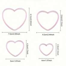 4 Khuôn cắt bánh quy hình trái tim ngày lễ tình nhân Máy làm bánh quy Fondant Khuôn cắt bánh mì Dụng cụ trang trí bánh - Hồng - Xem 3