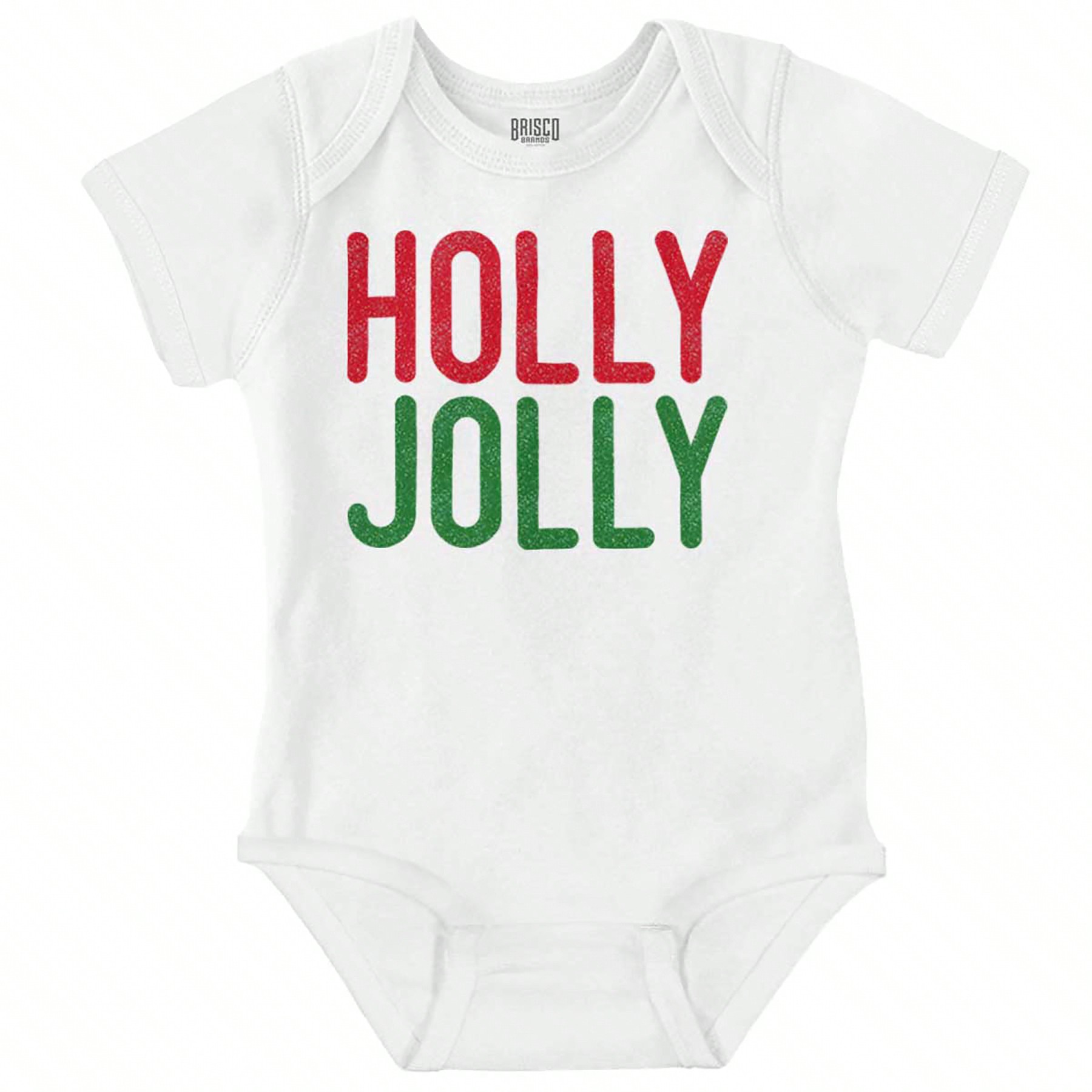 Christmas Baby Graphic One Piece Bodysuit Xmas Festive Winter Holiday Season Saying Holly Jolly Slogan Casual Everyday Soft Cotton Printed Cap Sleeve Lap Neck Romper Baby Clothes Brisco Brands