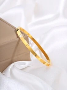 1 chiếc vòng tay bằng thép không gỉ trang trí bằng đá Rhinestone thời trang làm quà tặng trang sức chống thấm nước và chống mài mòn tinh tế - Bộ trái tim 4mm đính kim cương - Xem 6