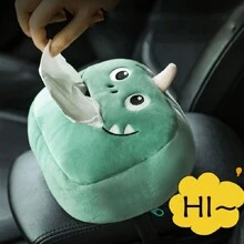 1pc Adorable Plush Cartoon Animal Tissue Holder - Easy-To-Attach & Soft-To-Touch - Space-Saving Storage For Car Seats & Home Use - Multicolor - View 9