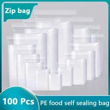 100 Peças Sacos Plásticos Selados com Zíper, Bolsa de Armazenamento de Plástico Transparente, Ferramenta para Pintura de Diamante, Pequena Joia, Embalagem de Alimentos, Sacos de Fechamento com Zíper Reusáveis