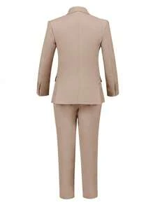 Boys Suits 4-Pieces Suit Set Toddler Tuxedos Dresswear Ring Bearer Outfit Wedding Blazer Vest Pants Tie Formal Suits For Kids Champagne Size 3-10Y - Rượu sâm banh - Xem 3